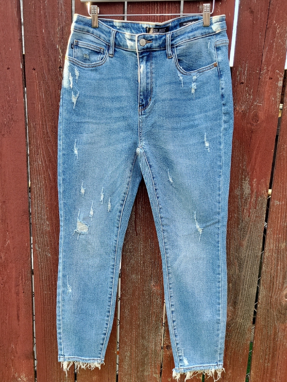 Judy Blue Light Blue Distressed Relaxed Fit Jeans